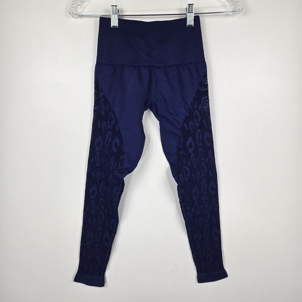 Spiritual Gangster‎ Women's XS/S Blue Cutout Animal Print Capri Leggings NWOT